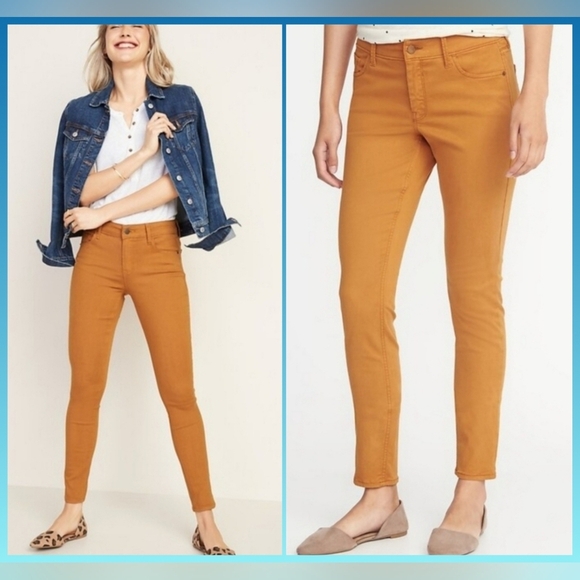 NWT Old Navy Women's Skinny High Rise Jeans - Mustard - Picture 1 of 11